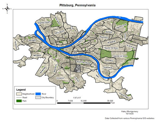 City Boundary Map of Pittsburg, PA
